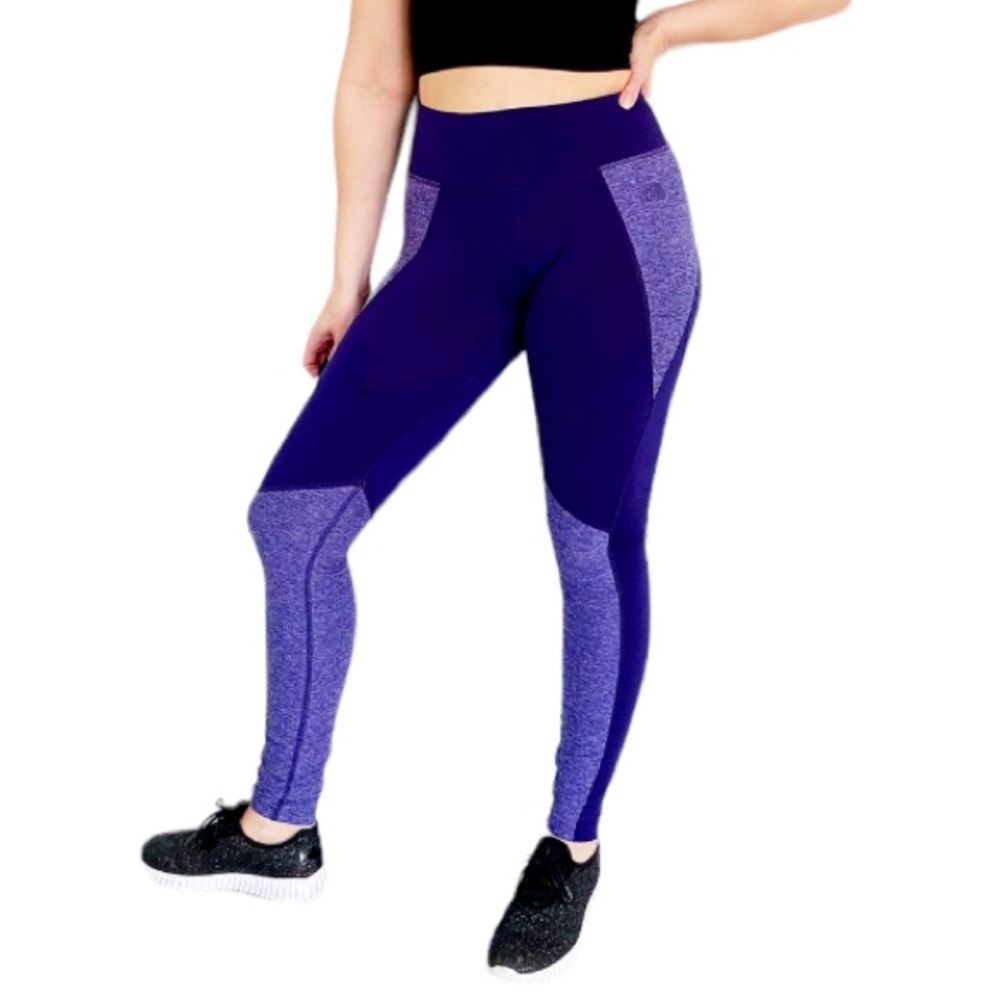 The North Face purple high rise color block full length athletic leggings XS